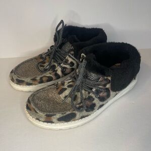 Hey Dude Britt Patchwork Faux Fur Cheetah Print Booties
